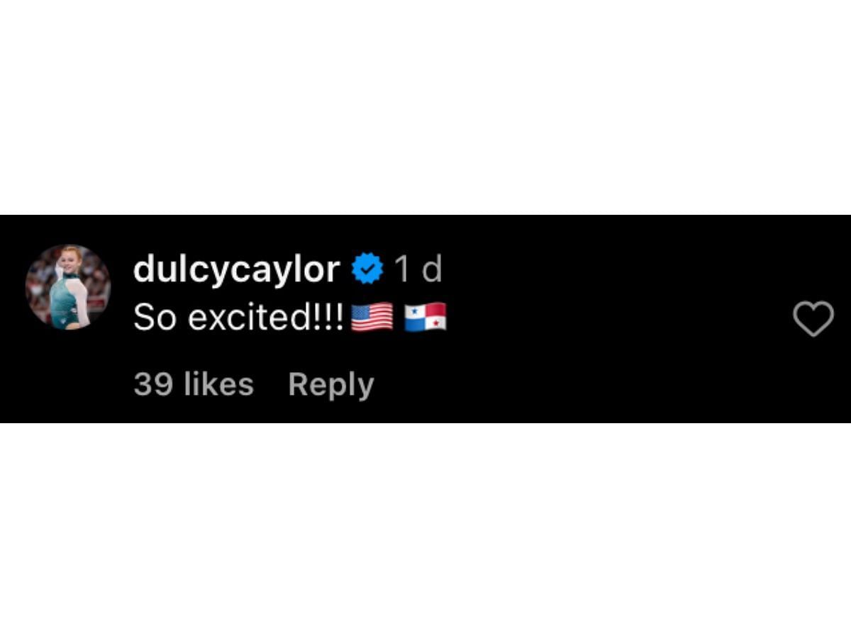 Caylor’s comment on Instagram